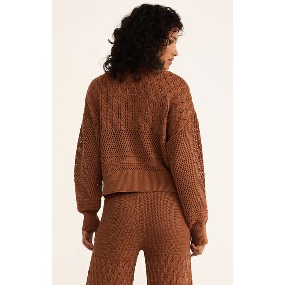 Z Supply Rue Crochet Sweater - Teakwood NWT VARIOUS SIZES - Picture 2 of 6